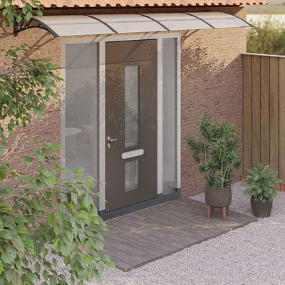 Canoppa per porte Vidaxl 400x75 cm in policarbonato nero e trasparente