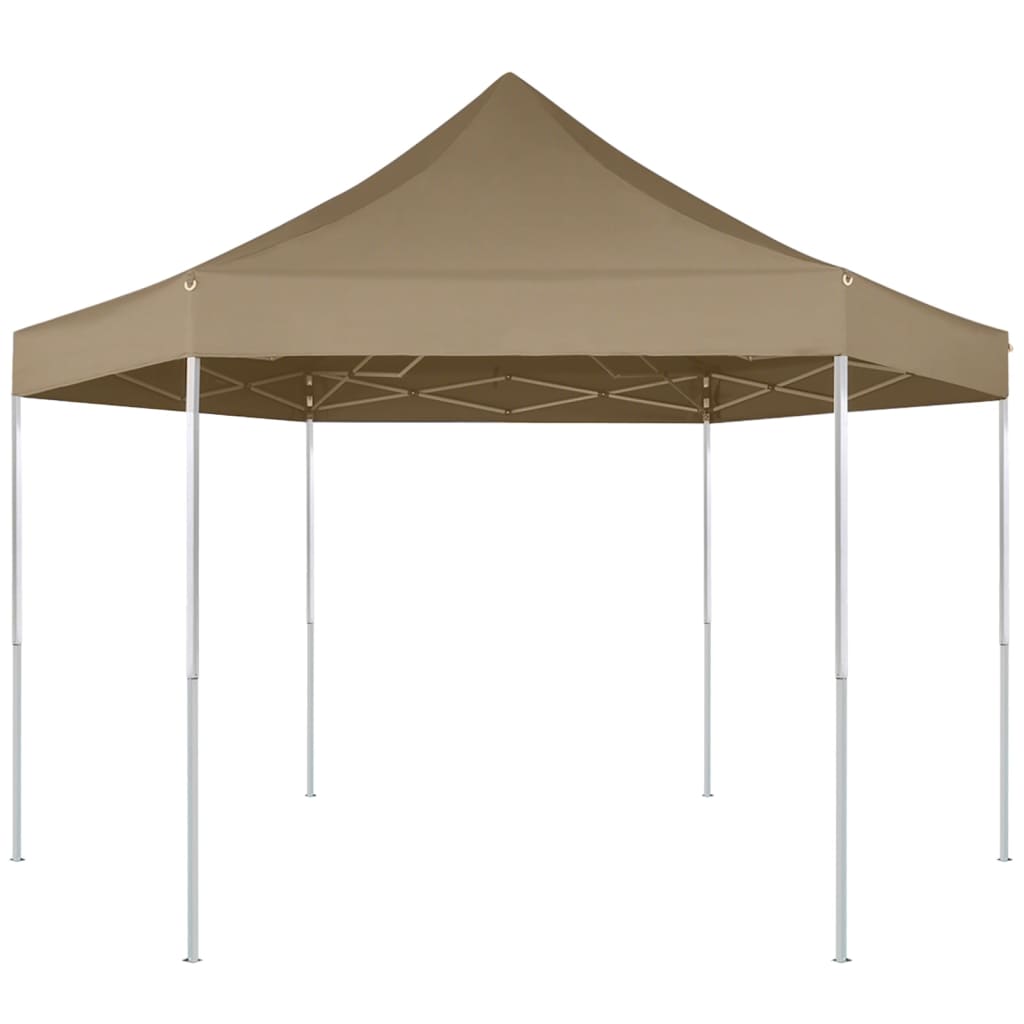 Vidaxl PartyTent plegable hexagonal 3.6x3.1 m taupe 220 g m²