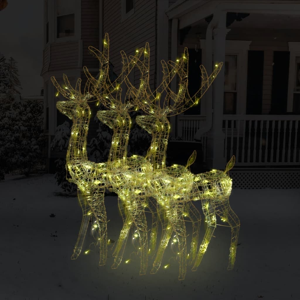 Vidaxl Decoraciones navideñas Reno 3 PCS 120 cm Acrílico Cálido White