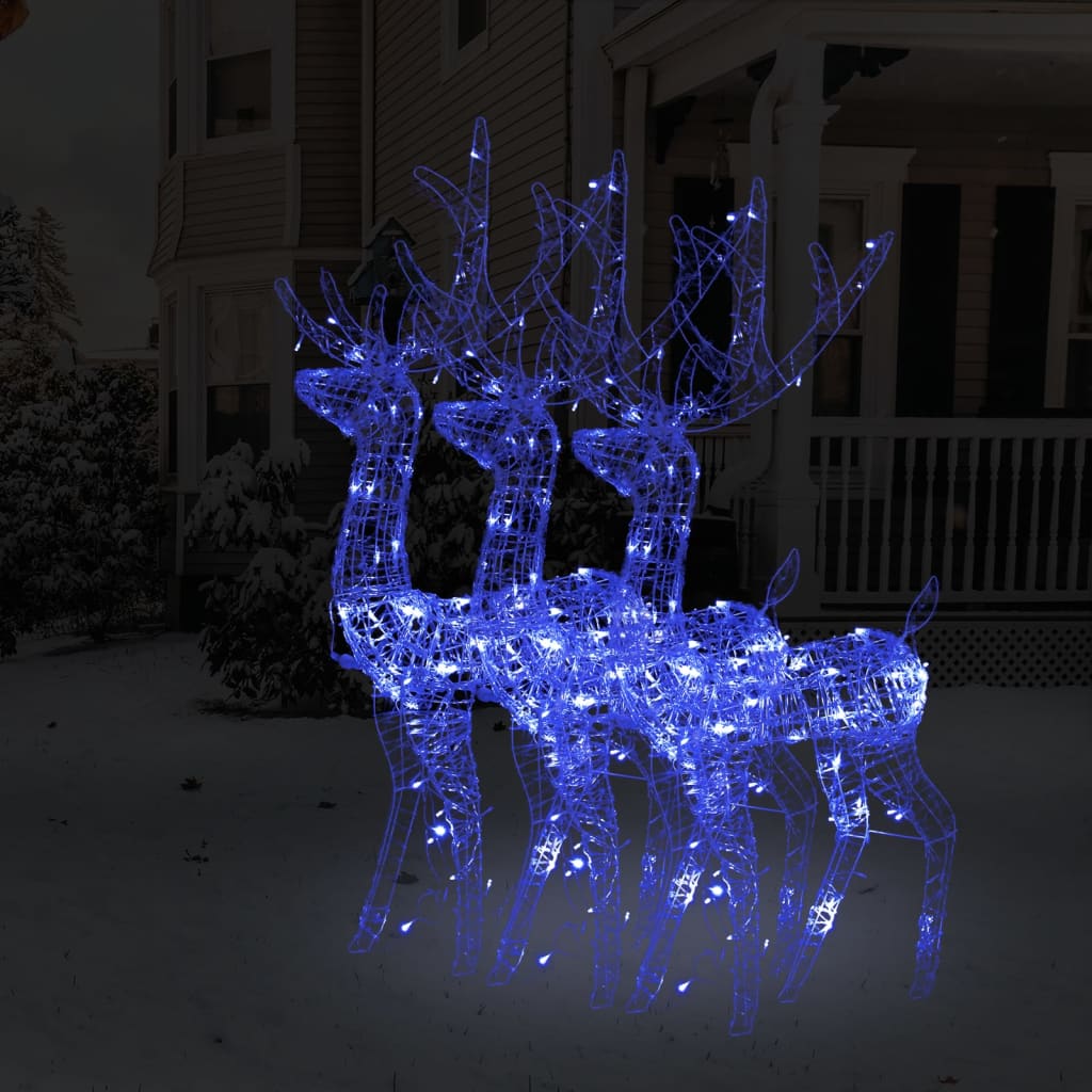 Vidaxl Decorazioni natalizie renne 3 pezzi 120 cm blu acrilico