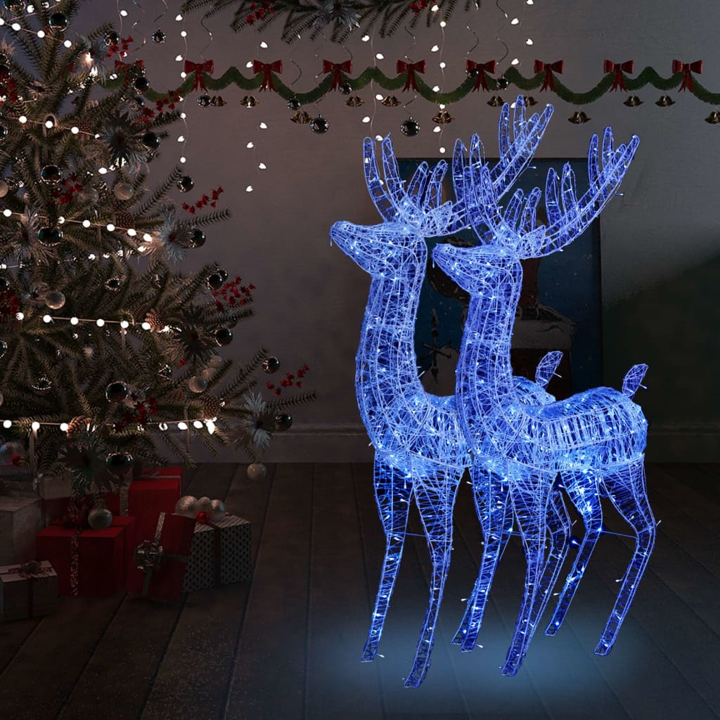 VidaXL Kerstdecoratie rendier XXL 2 st 250 LED's blauw 180 cm acryl