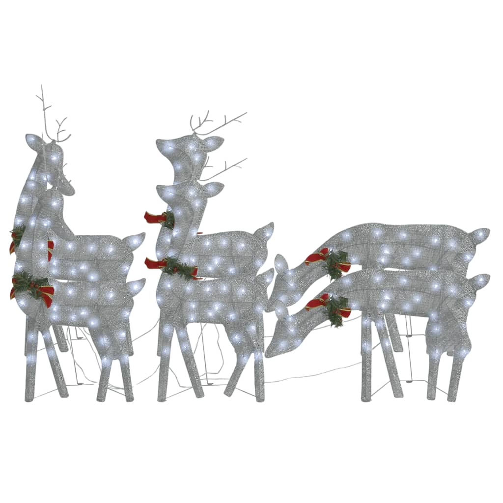 Vidaxl Animali di Natale 6 St Cold White Mesh Silver Colorato