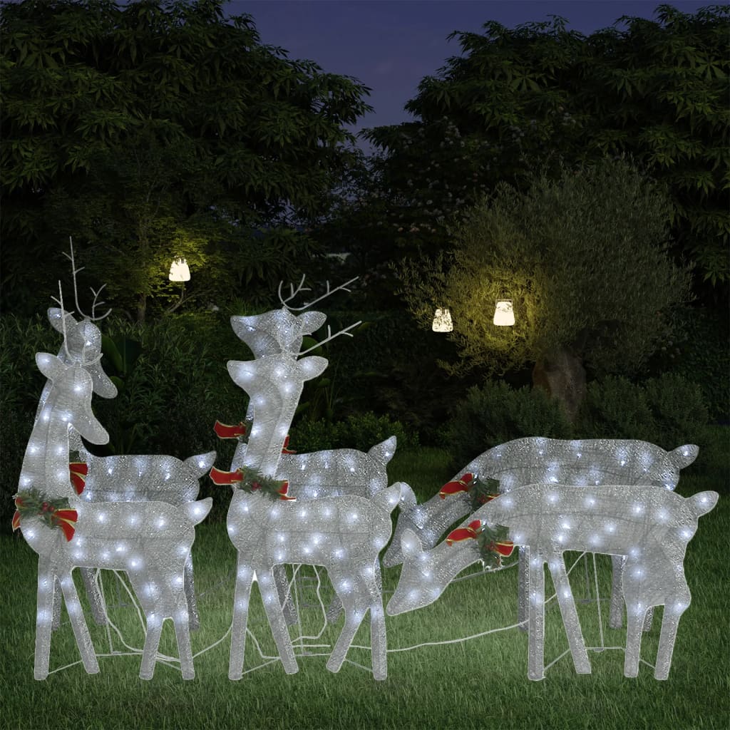 Vidaxl Animali di Natale 6 St Cold White Mesh Silver Colorato