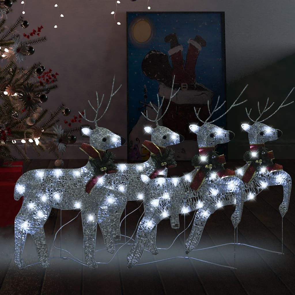 Vidaxl Animales navideños 4 ST 80 LED Color de plata