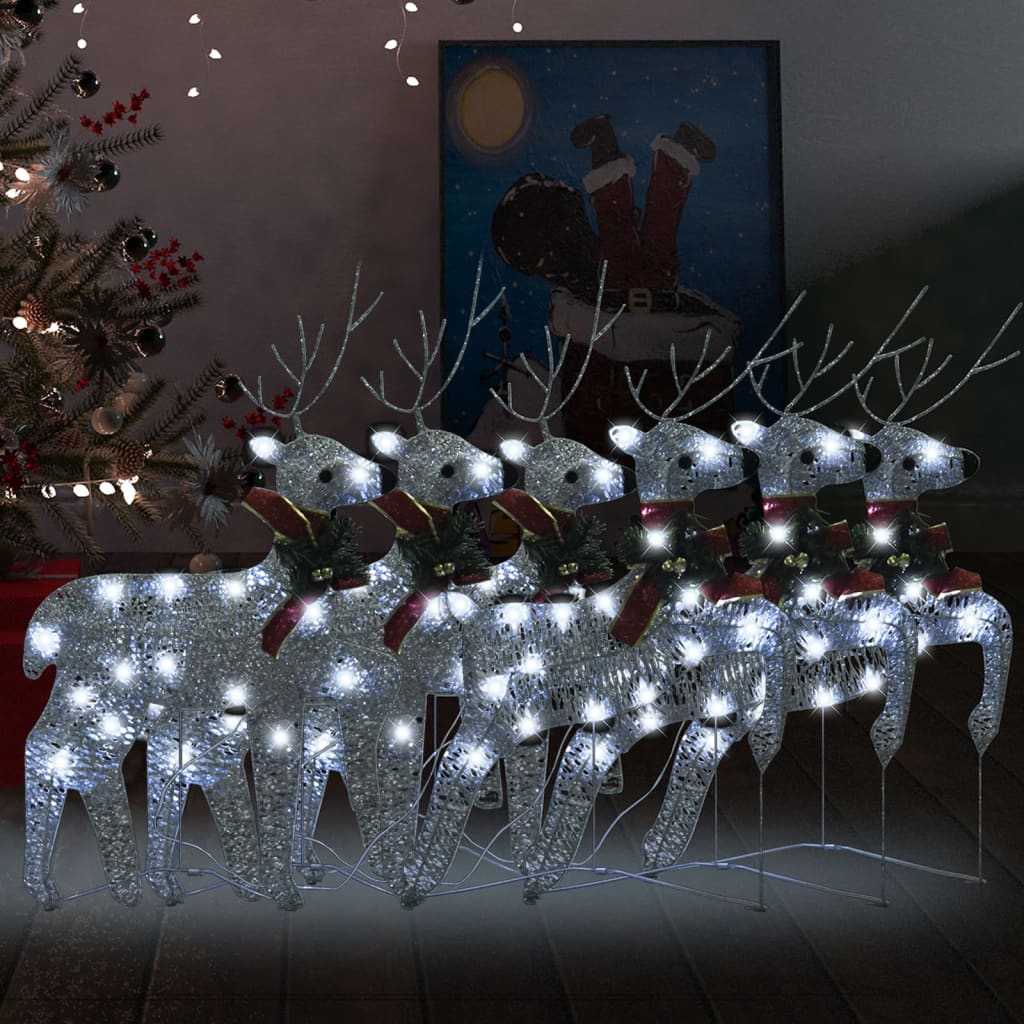 Vidaxl Christmas Animals 6 St 120 LED Silver