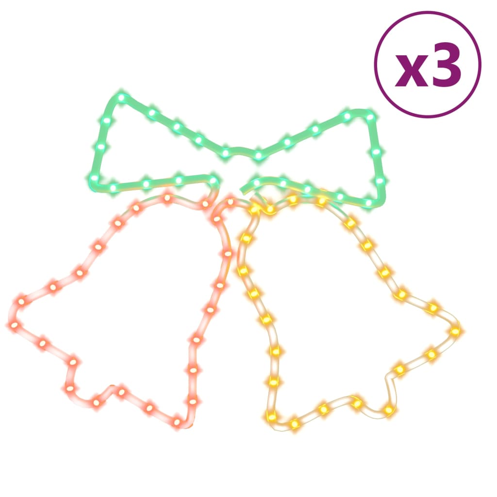 VidaXL Orologi con figure natalizie con 72 LED 3 pezzi 50x56 cm