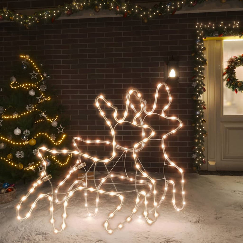 VidaXL Kerstfiguur rendier met LED's 2 st 57x55x4,5 cm warmwit