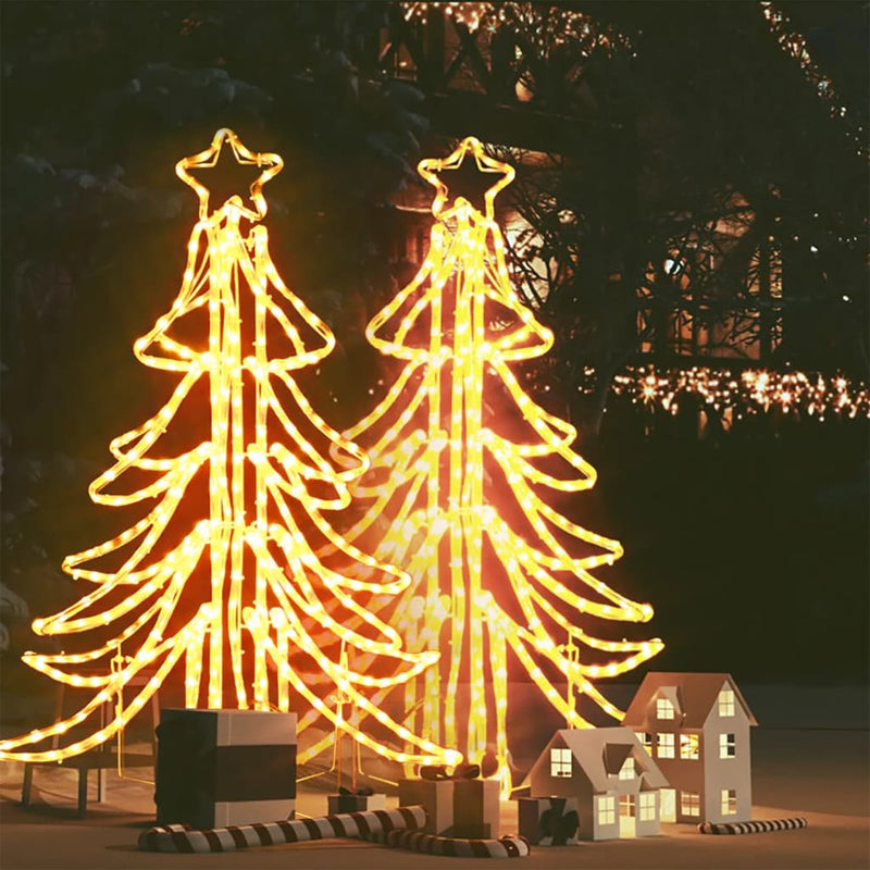 VidaXL Kerstfiguur boom 2 st inklapbaar met LED's 87x87x93 cm warmwit