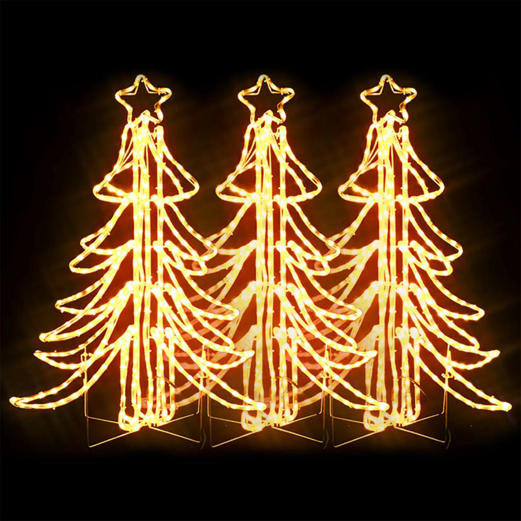 Vidaxl Figura navideña Boom 3 PCS plegables con LED 87X87X93 CM WHITE CALIENTE