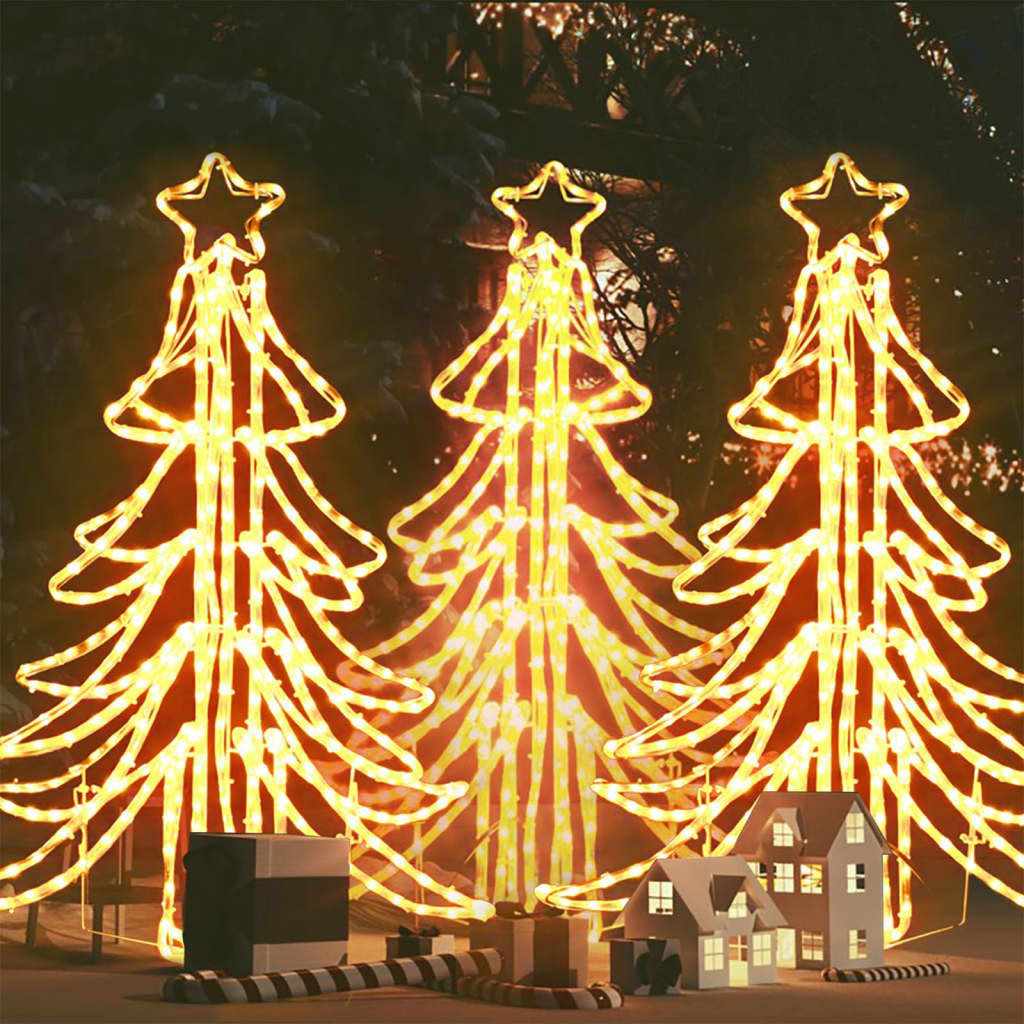 Vidaxl Figura navideña Boom 3 PCS plegables con LED 87X87X93 CM WHITE CALIENTE