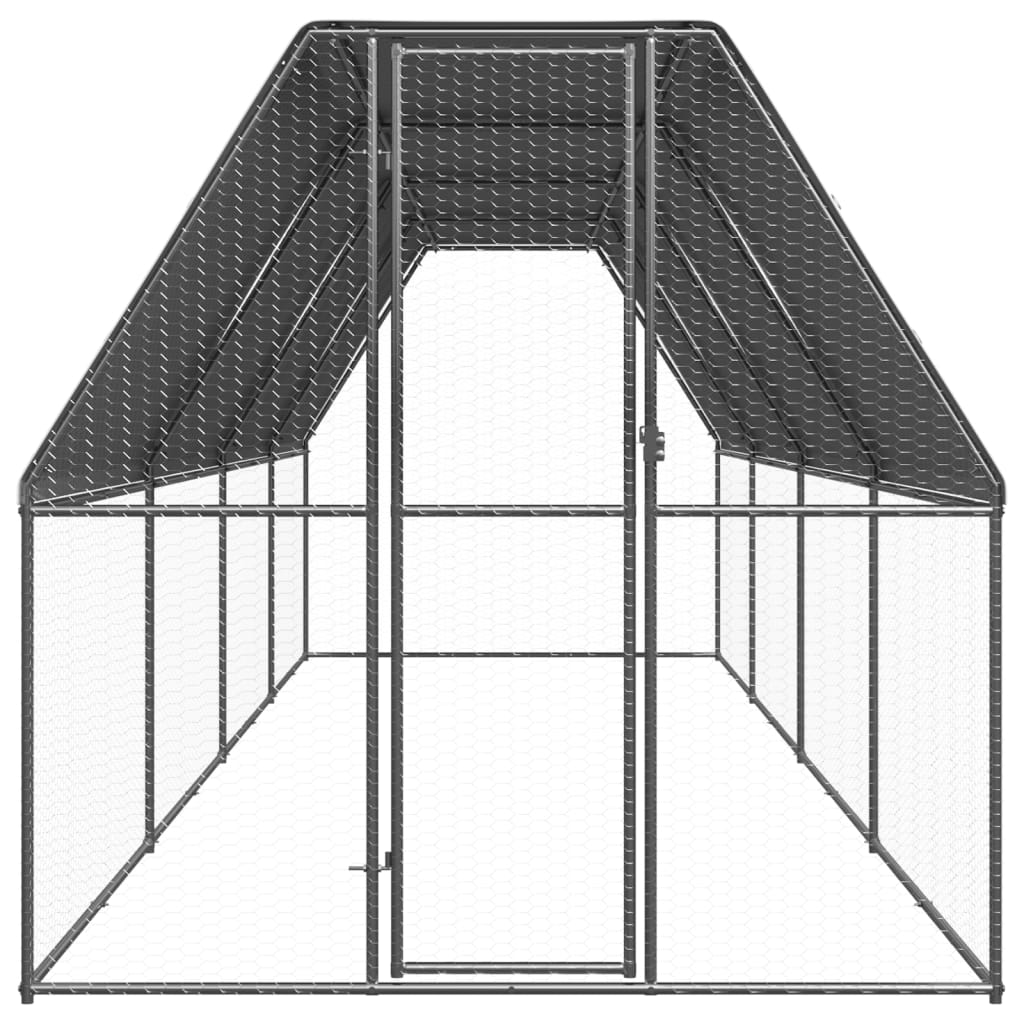 Vidaxl Buitenhok para pollos 2x8x2 M Galvanized Steel