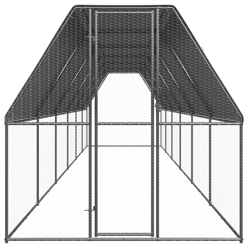Vidaxl Buitenhok per polli 2x12x2 m Acciaio zincato