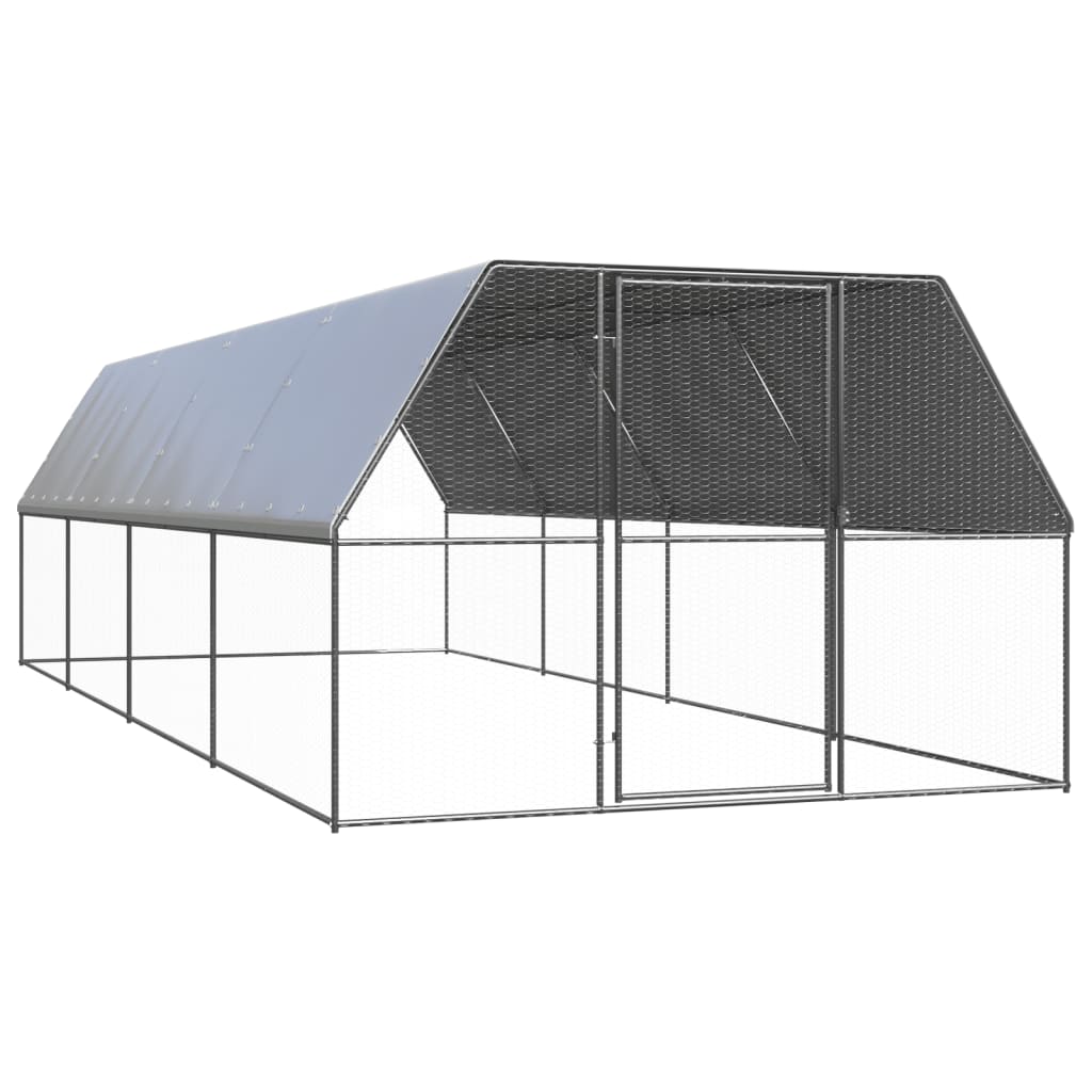 Vidaxl Buitenhok per polli 3x8x2 m Acciaio zincato