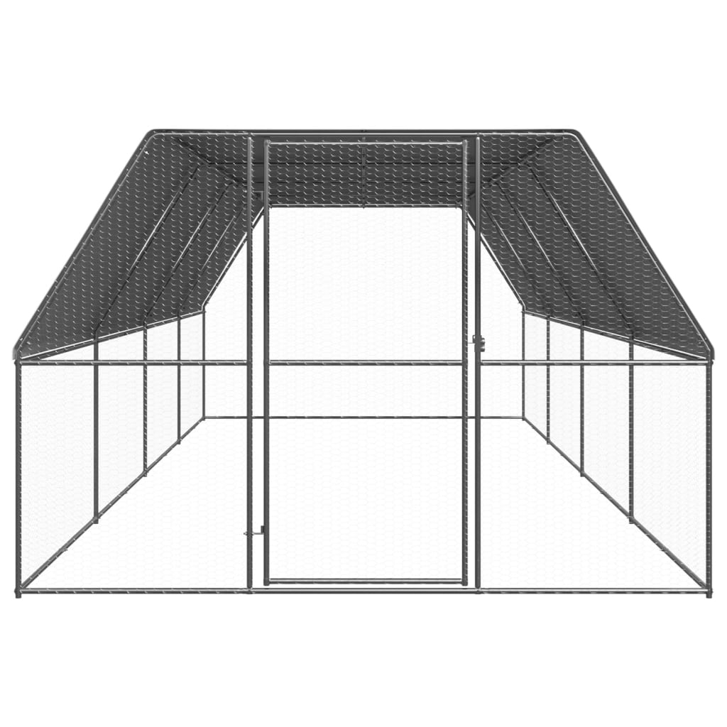 Vidaxl Buitenhok per polli 3x8x2 m Acciaio zincato