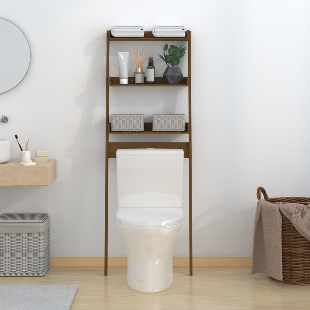 Rastrellino per toilette Vidaxl 63.5x32x179 cm Miele di pino solido marrone