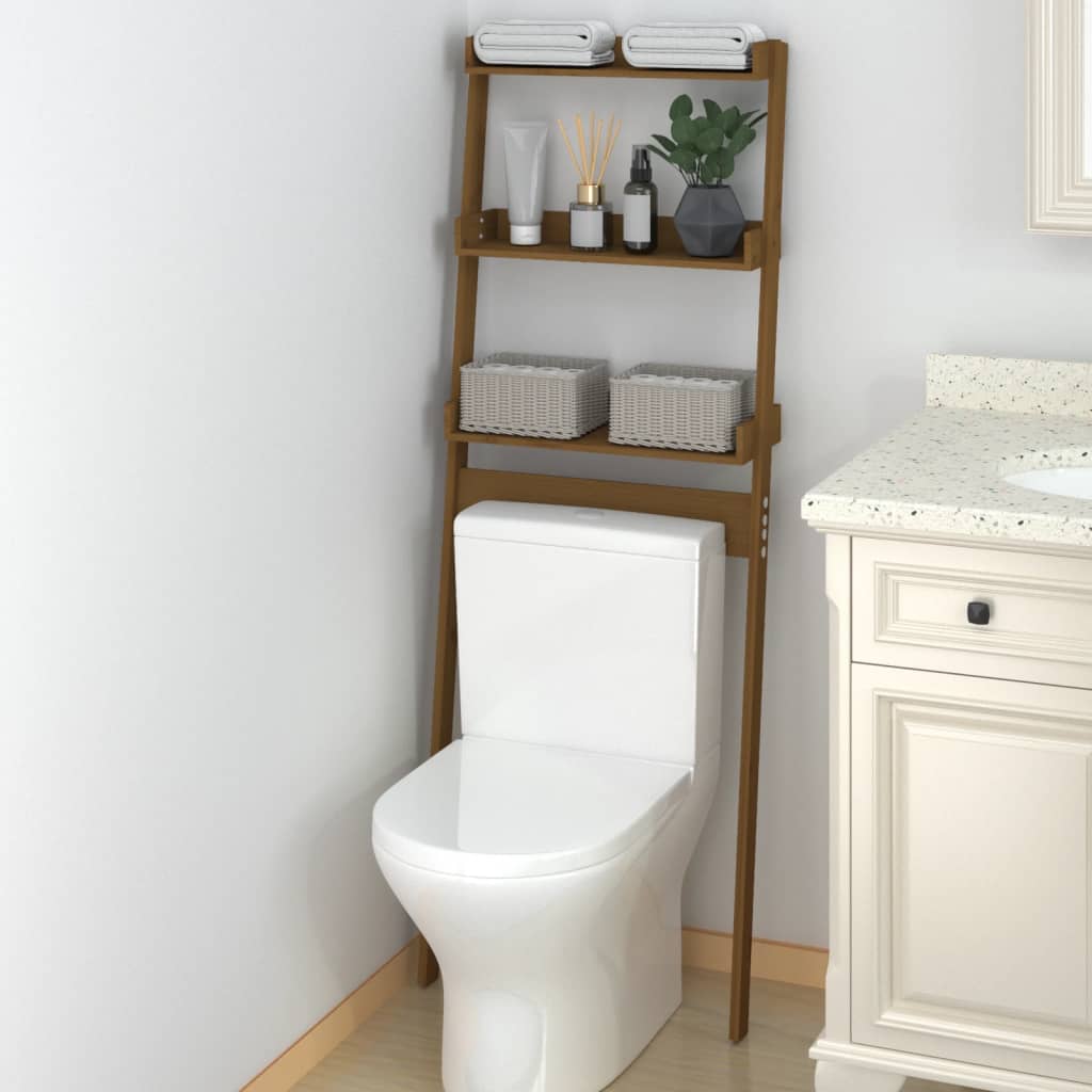 Rastrellino per toilette Vidaxl 63.5x32x179 cm Miele di pino solido marrone