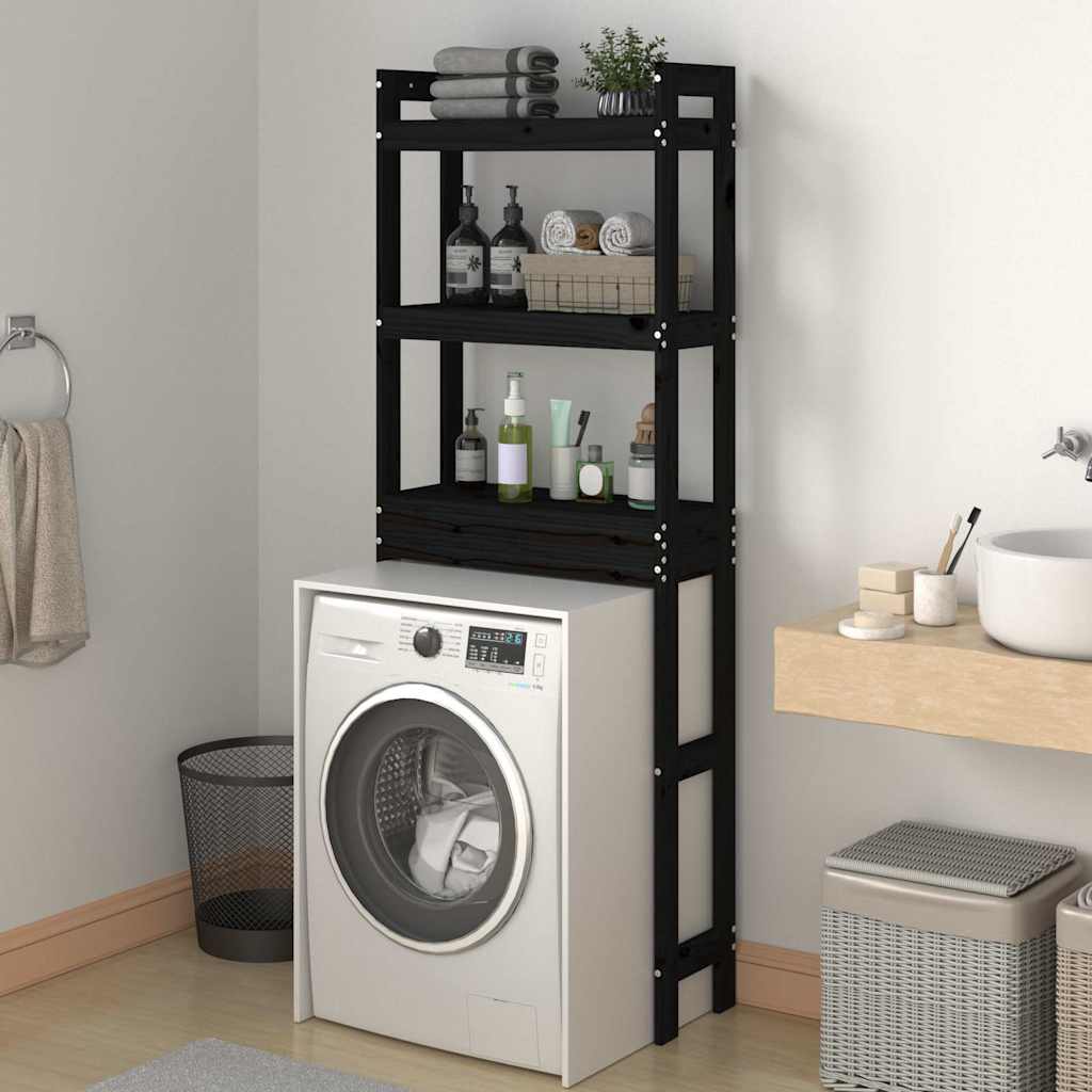Vidaxl Rack 63x26x171 cm Pino sólido Negro