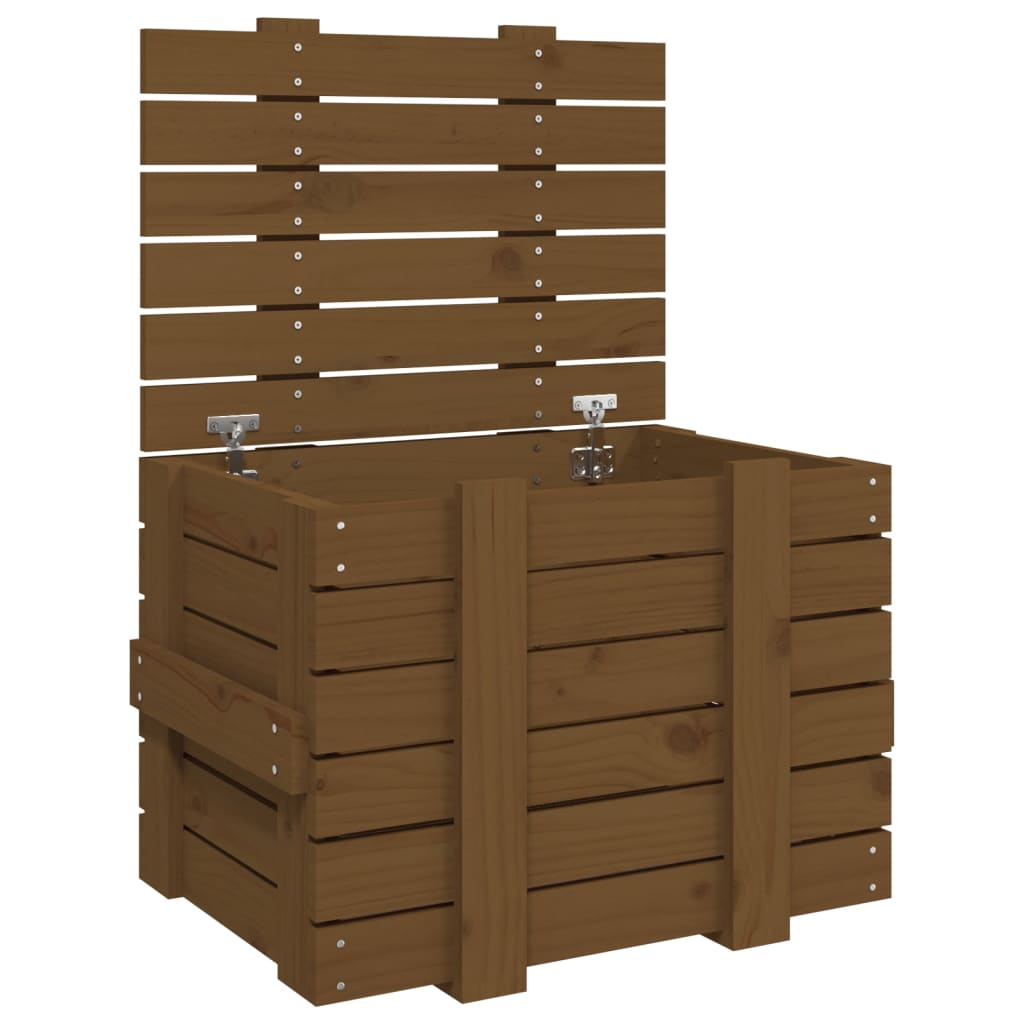 Vidaxl Box de almacenamiento 58x40.5x42 cm de pino sólido marrón marrón