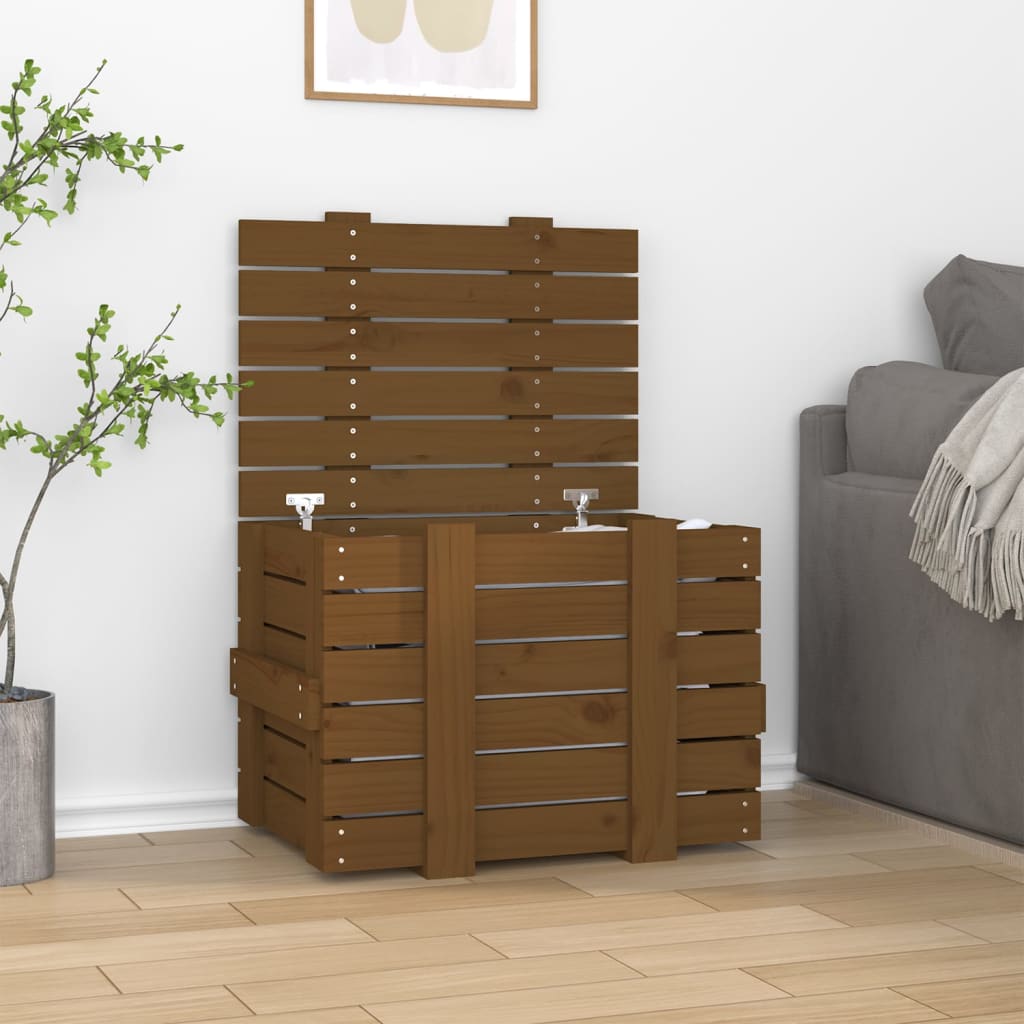 Vidaxl Box de almacenamiento 58x40.5x42 cm de pino sólido marrón marrón