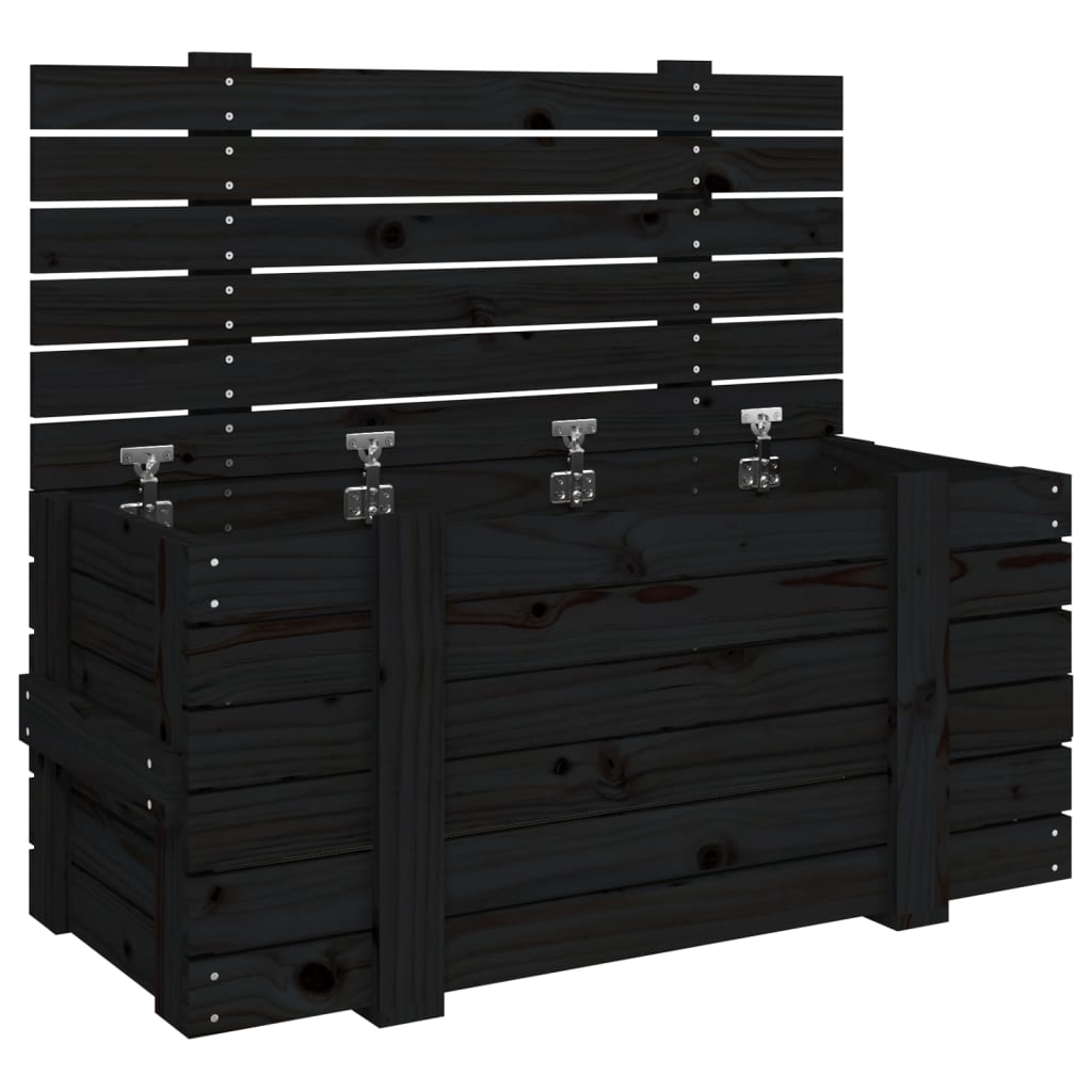 Caja de almacenamiento de Vidaxl 91x40.5x42 cm de pino sólido negro