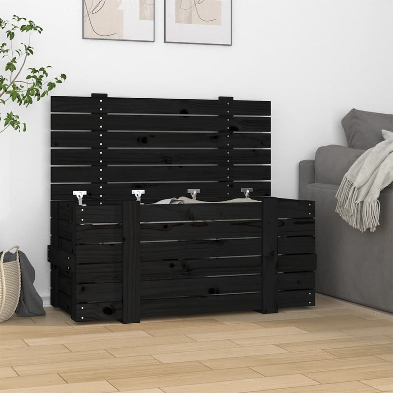Caja de almacenamiento de Vidaxl 91x40.5x42 cm de pino sólido negro