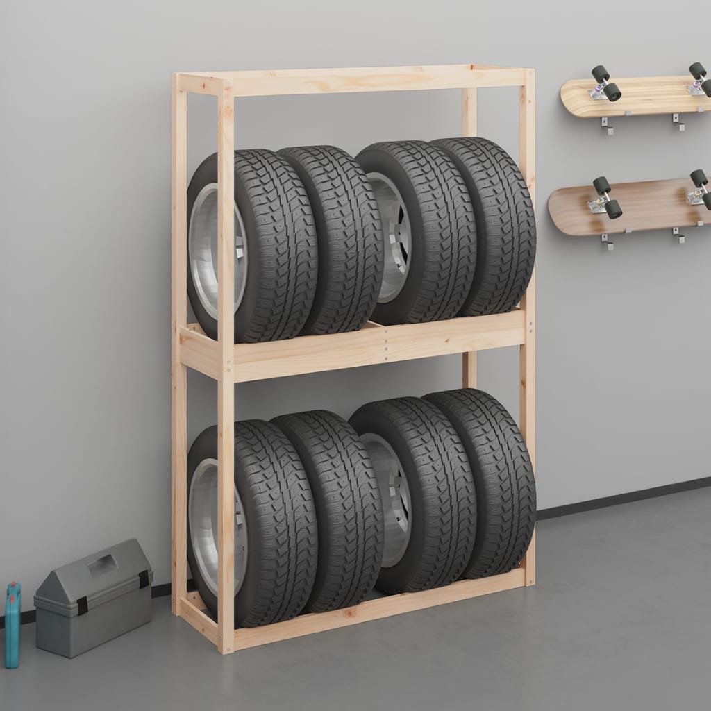 Rack per pneumatici Vidaxl 120x40x180 cm pino solido