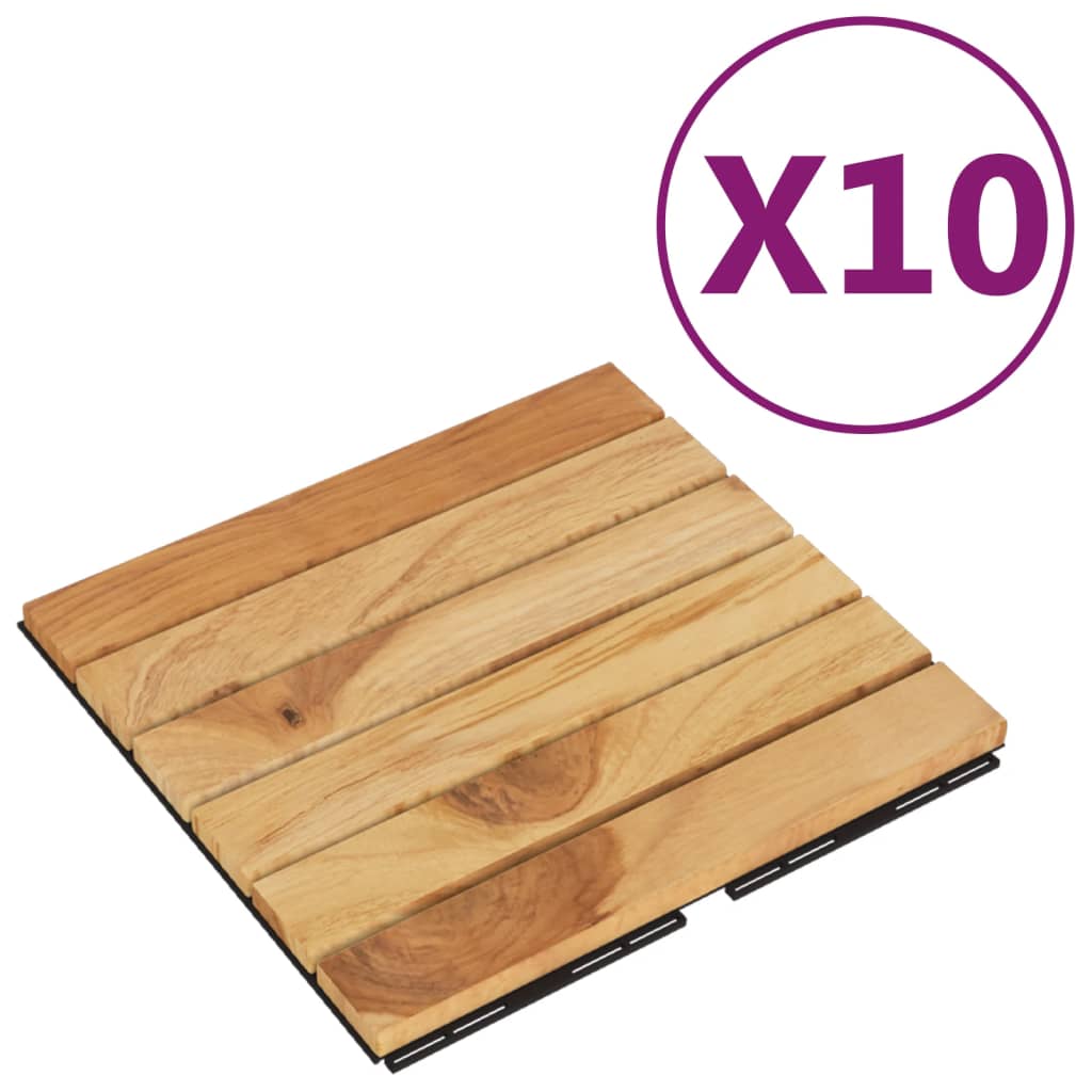 Vidaxl Terrace piastrelle 10 pezzi 30x30 cm Schema verticale in teak solido