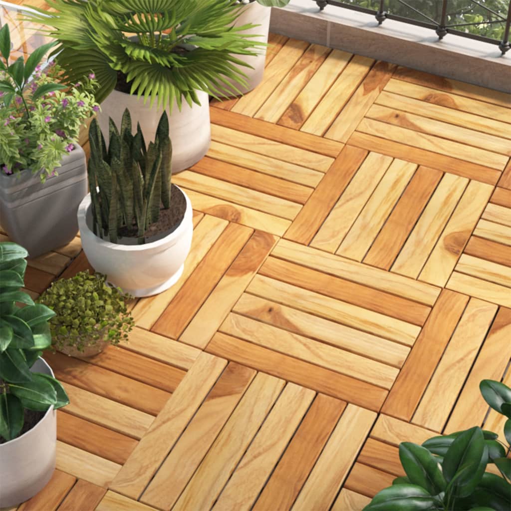 Vidaxl Terrace piastrelle 10 pezzi 30x30 cm Schema verticale in teak solido