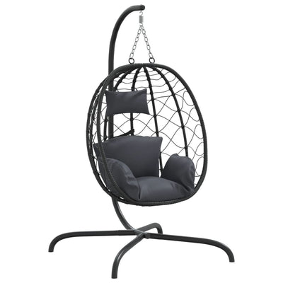 Vidaxl sedia sospesa con cuscino poli rattan e antracite in acciaio