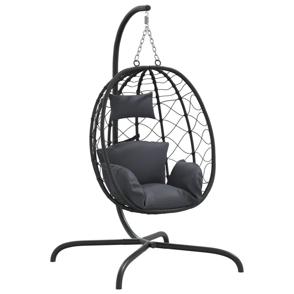 Vidaxl sedia sospesa con cuscino poli rattan e antracite in acciaio