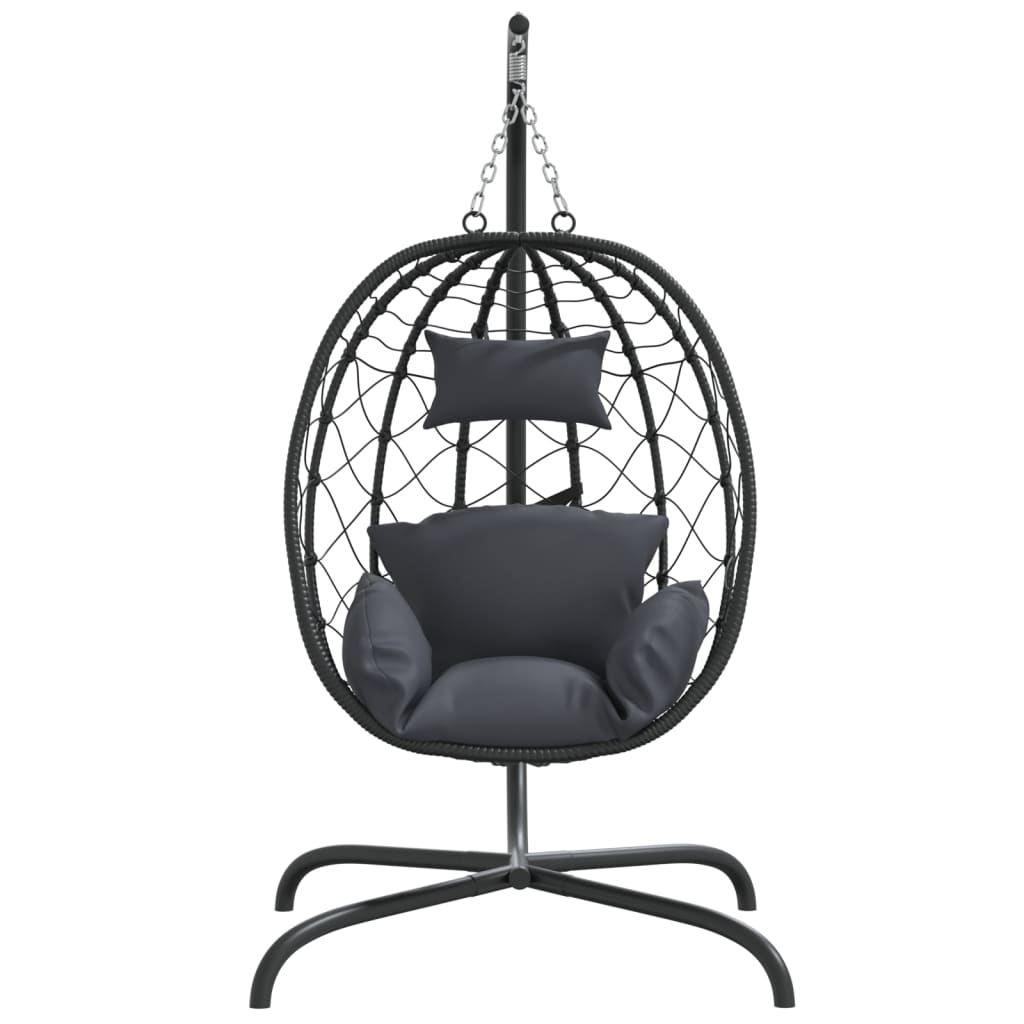 Vidaxl sedia sospesa con cuscino poli rattan e antracite in acciaio