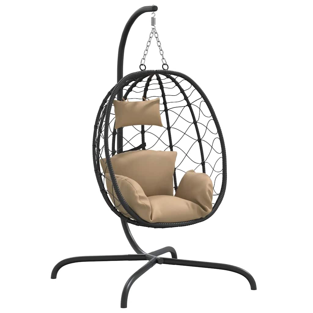 Silla colgante de Vidaxl con ratán de poli de almohada y tope de acero