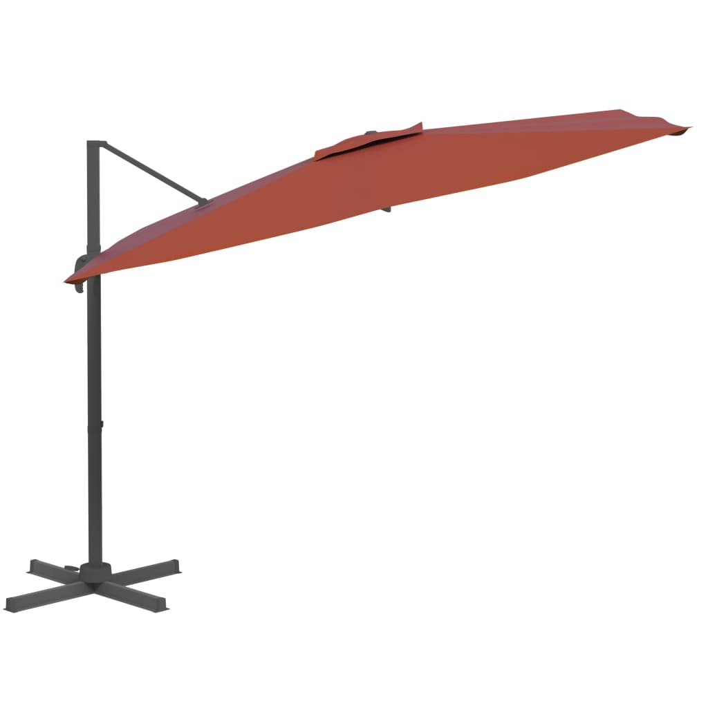 Parasol flotante de Vidaxl con poste de aluminio 400x300 cm Terracota -Coled