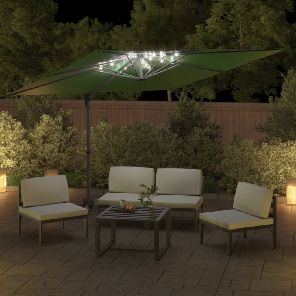 Parasol flotante de Vidaxl con iluminación LED 400x300 cm verde