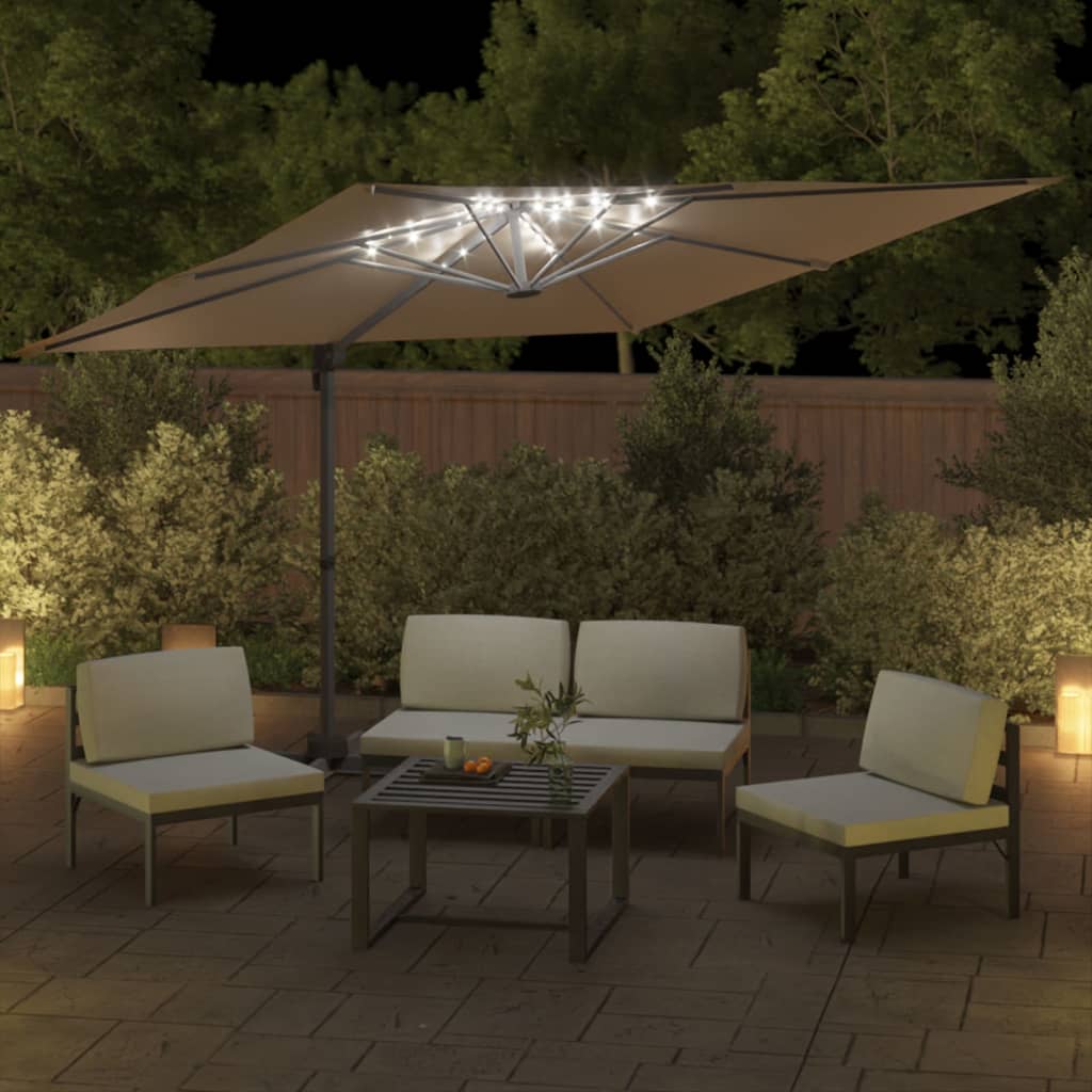 Vidaxl Floating Parasol con illuminazione a LED 400x300 cm Taupe