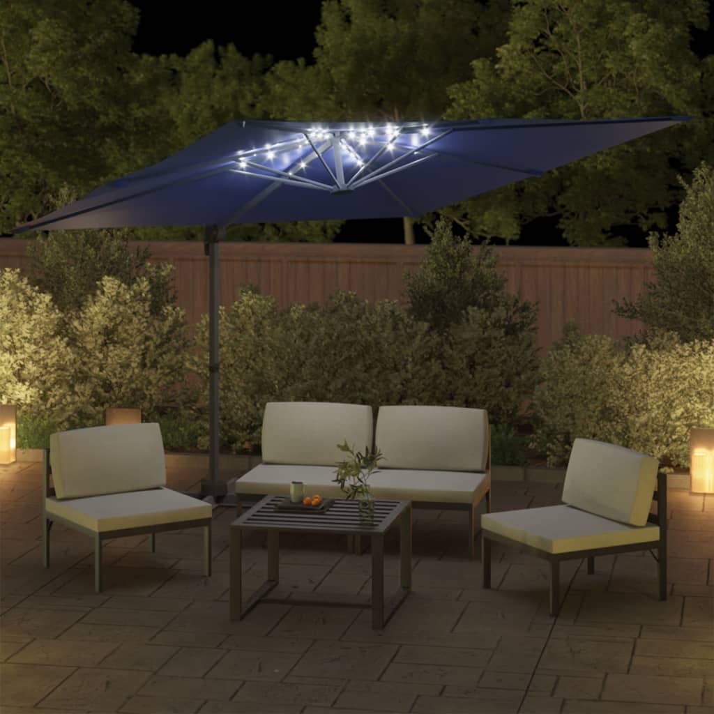 Parasol flotante de Vidaxl con iluminación LED 400x300 cm azul azul