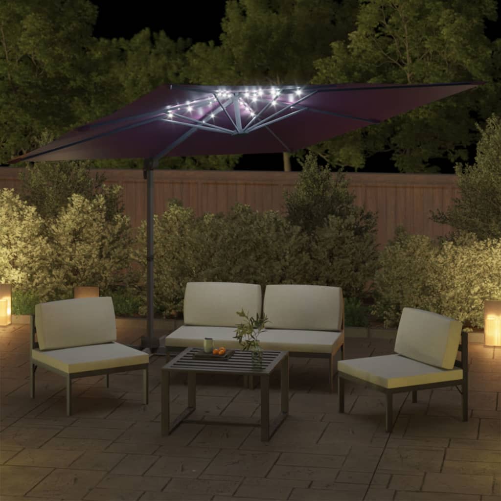 Vidaxl Parasolo galleggiante con illuminazione a LED 400x300 cm Bordeaux rosso