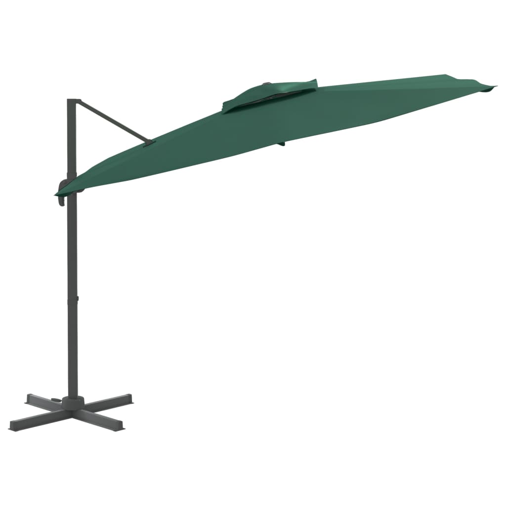 Parasol flotante de Vidaxl con techo doble de 300x300 cm de verde