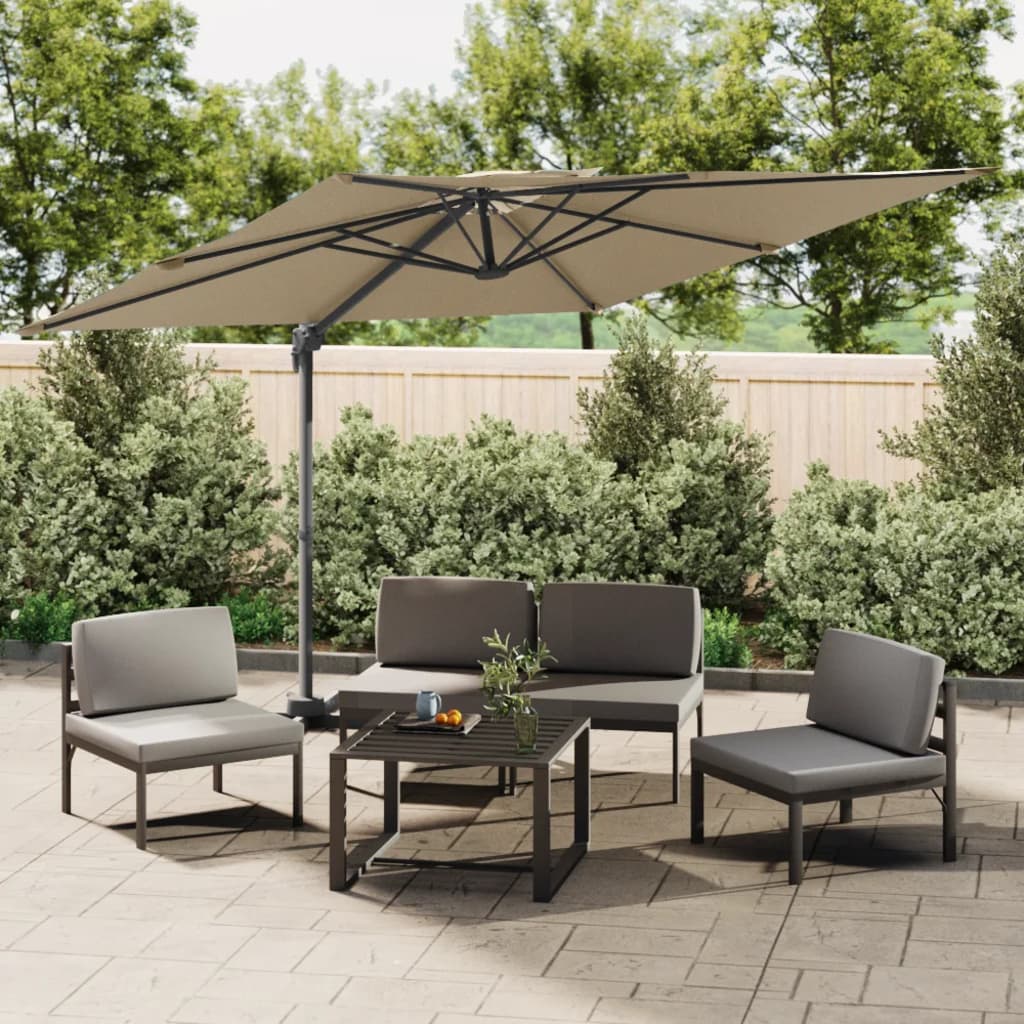 Vidaxl Floating Parasol con doppio top 400x300 cm Taupe