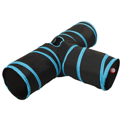 Vidaxl Tunnel gatto 3 volte da 90 cm poliestere nero e blu