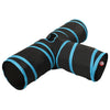 Vidaxl Cat Tunnel 3 veces 90 cm poliéster negro y azul