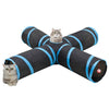 VidaXL túnel para gatos 4 pliegues 132 cm poliéster negro y azul