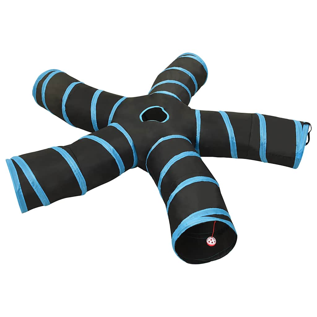 VidaXL tunnel per gatti 5 volte 25 cm in poliestere nero e blu