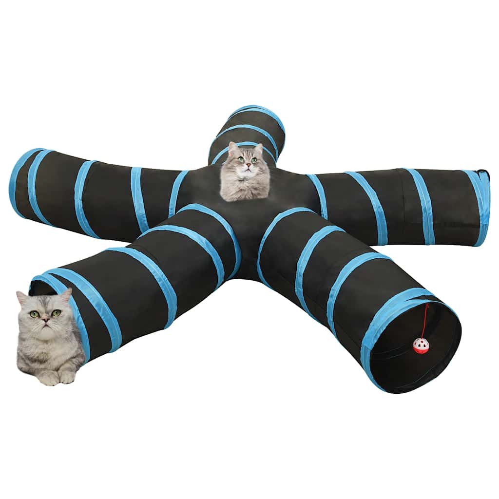 VidaXL tunnel per gatti 5 volte 25 cm in poliestere nero e blu