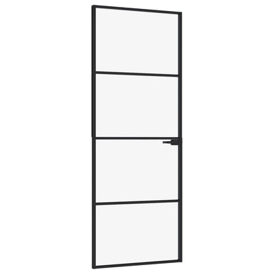 Vidaxl binnendeur 76x201,5 cm gehard glas en aluminium smal zwart