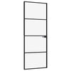 Vidaxl puerta interior 76x201.5 cm de vidrio endurecido y aluminio negro estrecho