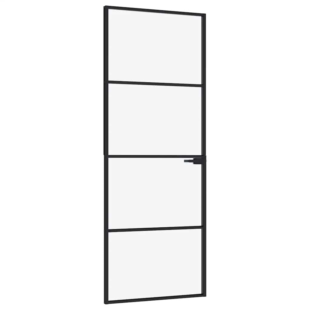 Vidaxl Porta interna 76x201,5 cm in vetro indurito e nero stretto in alluminio