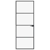 Vidaxl puerta interior 76x201.5 cm de vidrio endurecido y aluminio negro estrecho