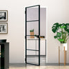 Vidaxl puerta interior 76x201.5 cm de vidrio endurecido y aluminio negro estrecho