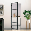 Vidaxl puerta interior 76x201.5 cm de vidrio endurecido y aluminio negro estrecho